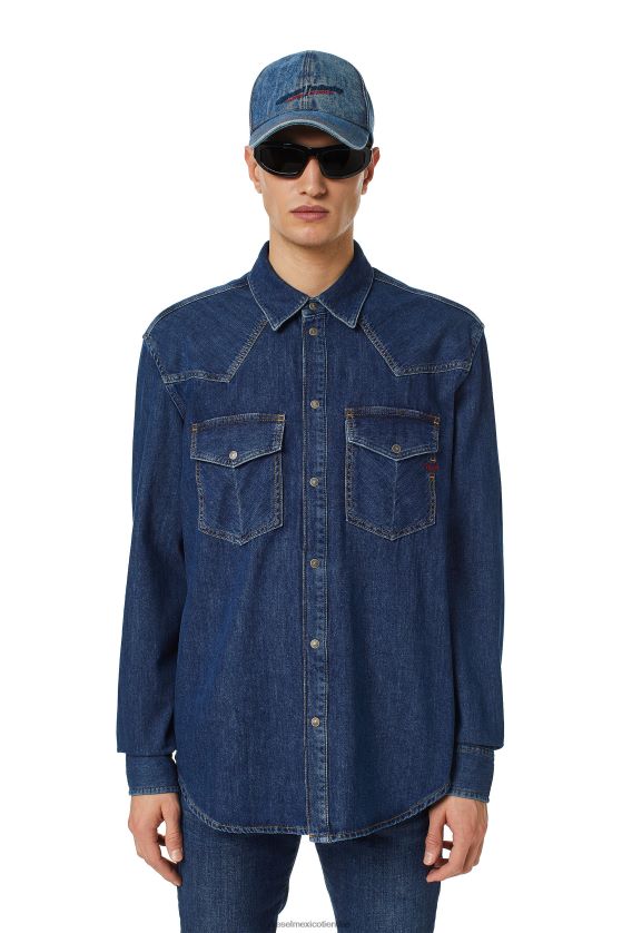 Diesel camisa vaquera d-ocean hombres 4P44F306 vestir azul oscuro