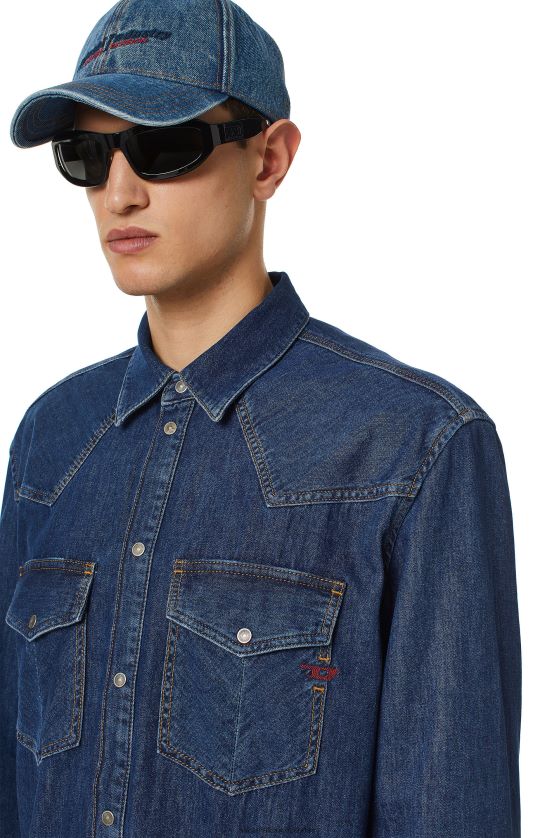 Diesel camisa vaquera d-ocean hombres 4P44F306 vestir azul oscuro