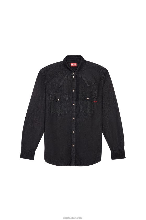 Diesel camisa vaquera d-ocean hombres 4P44F331 vestir negro/gris oscuro