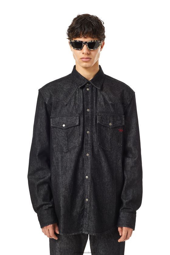 Diesel camisa vaquera d-ocean hombres 4P44F331 vestir negro/gris oscuro