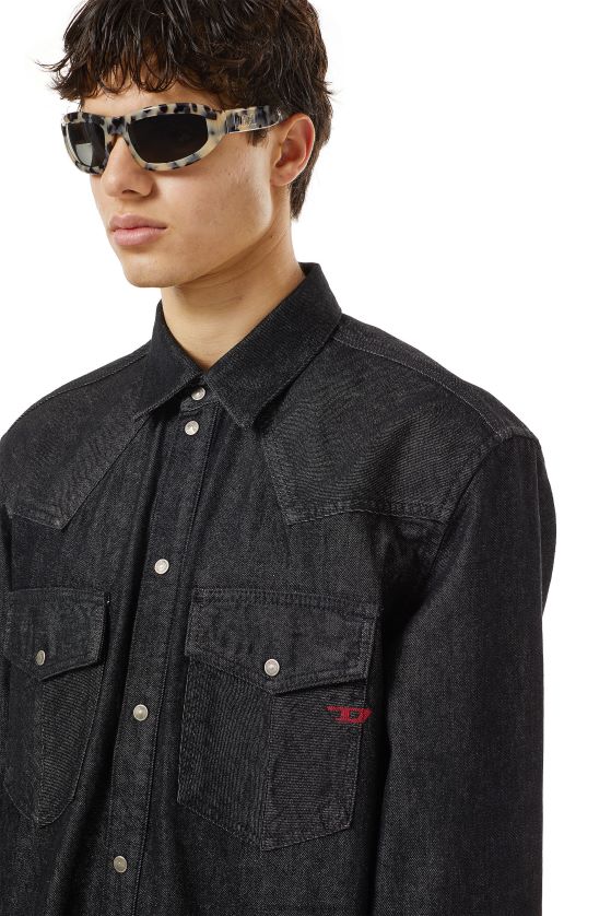 Diesel camisa vaquera d-ocean hombres 4P44F331 vestir negro/gris oscuro