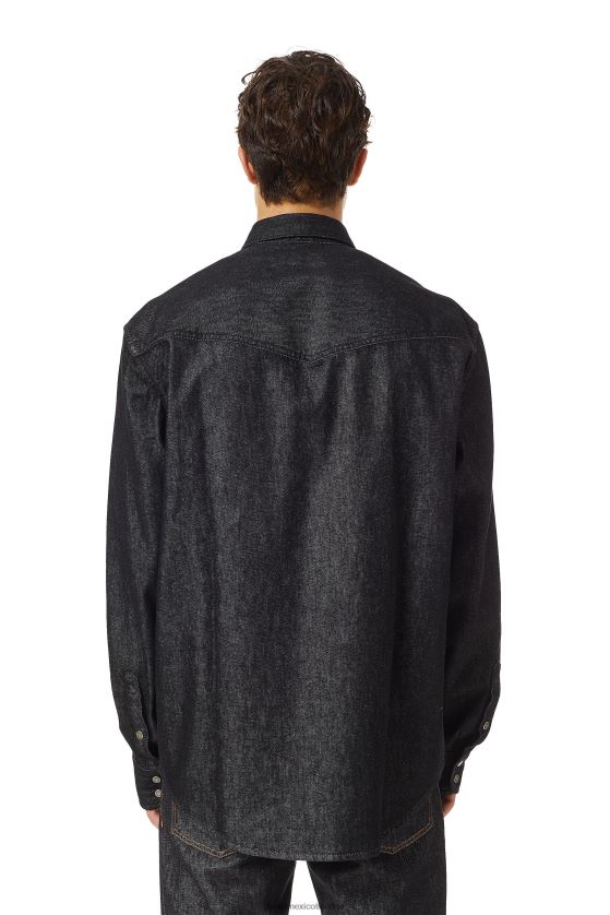 Diesel camisa vaquera d-ocean hombres 4P44F331 vestir negro/gris oscuro