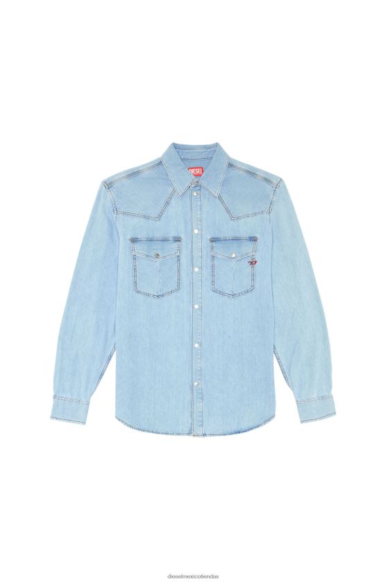 Diesel camisa vaquera d-ocean hombres 4P44F332 vestir azul medio