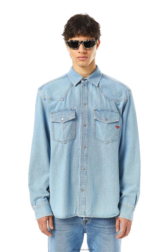 Diesel camisa vaquera d-ocean hombres 4P44F332 vestir azul medio