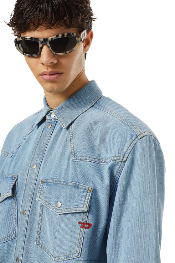 Diesel camisa vaquera d-ocean hombres 4P44F332 vestir azul medio