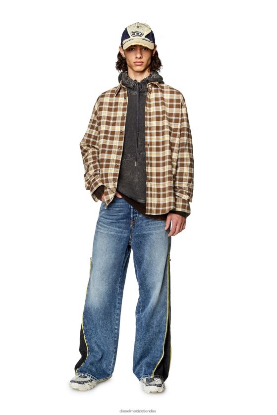 Diesel s-umbe-cheque-nw hombres 4P44F294 vestir marrón/beige