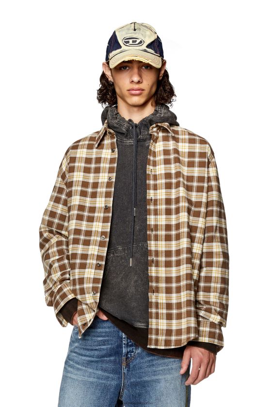 Diesel s-umbe-cheque-nw hombres 4P44F294 vestir marrón/beige