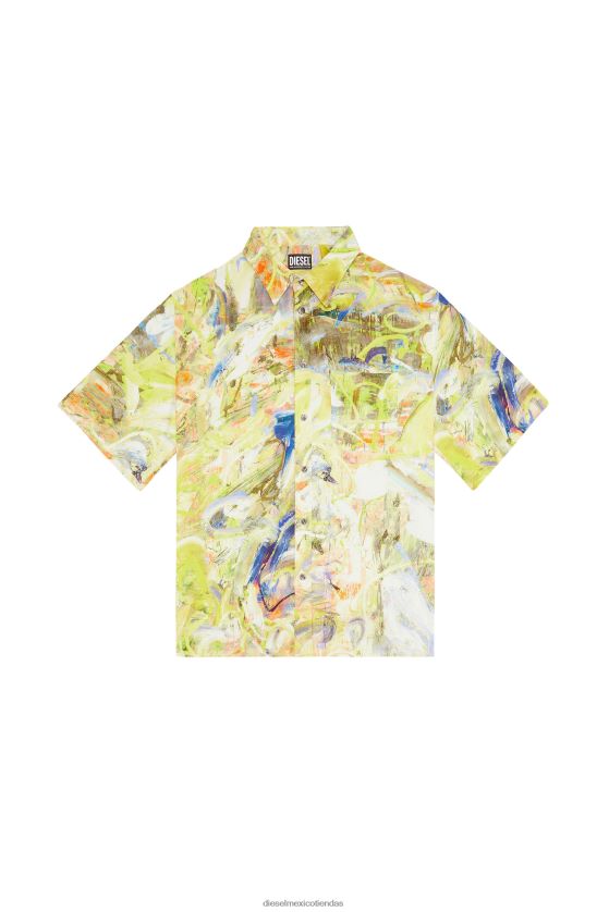 Diesel s-umbe-ssl-print hombres 4P44F320 vestir verde amarillo