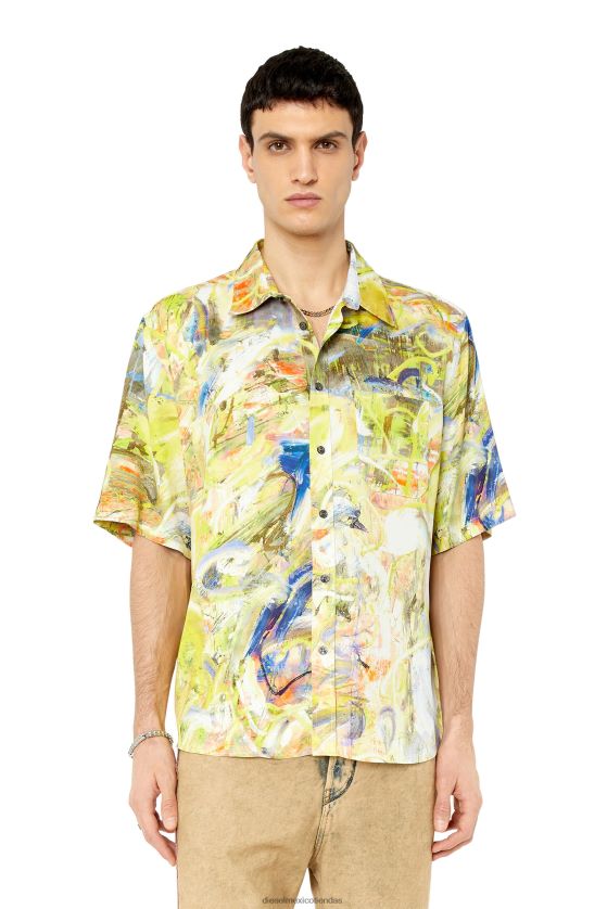 Diesel s-umbe-ssl-print hombres 4P44F320 vestir verde amarillo