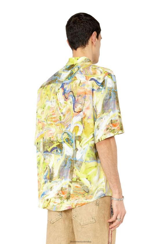Diesel s-umbe-ssl-print hombres 4P44F320 vestir verde amarillo