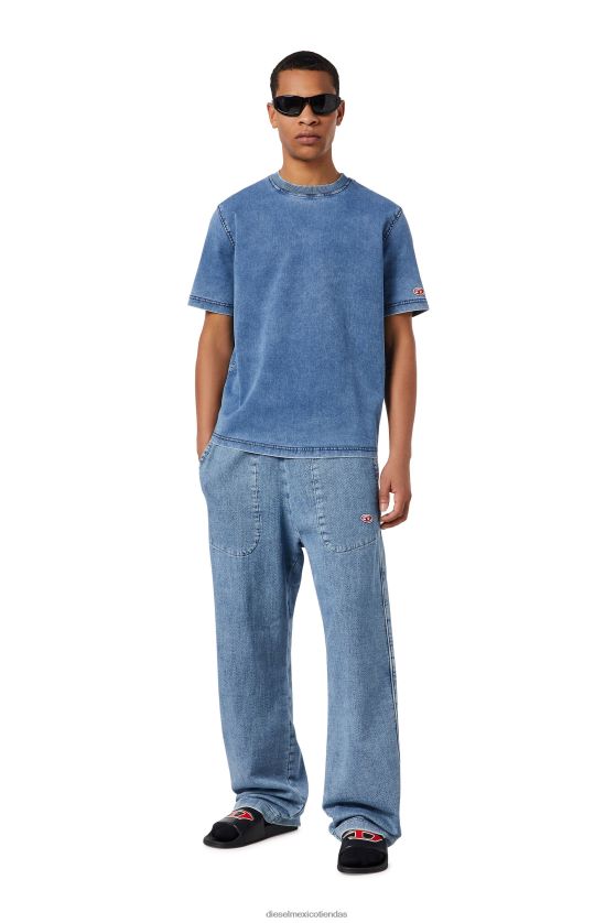 Diesel playera de mezclilla con estampado de d-biggor hombres 4P44F228 vestir azul claro