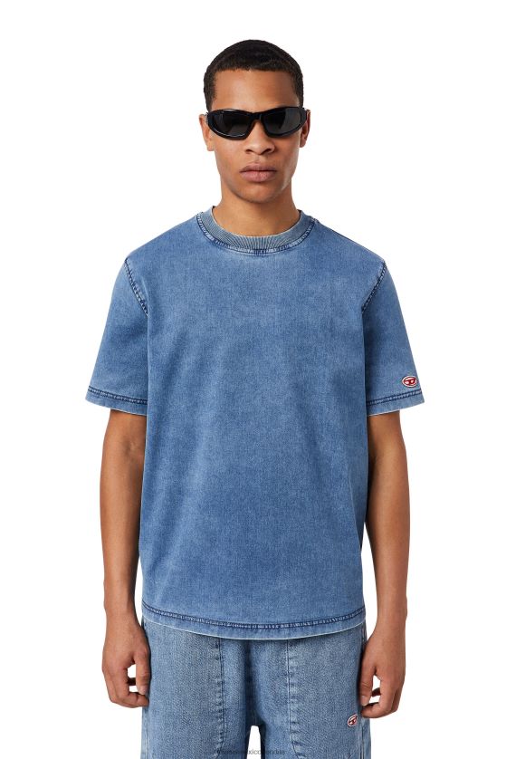 Diesel playera de mezclilla con estampado de d-biggor hombres 4P44F228 vestir azul claro