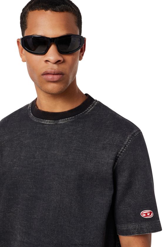 Diesel playera de mezclilla con estampado de d-biggor hombres 4P44F237 vestir negro/gris oscuro