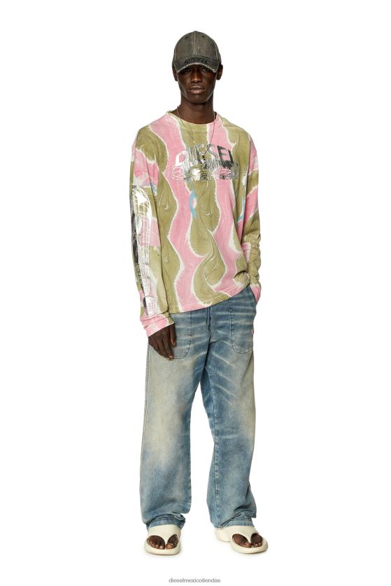 Diesel t-grúa-ls-l4 hombres 4P44F274 vestir rosa/verde
