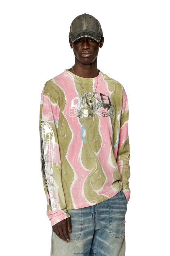 Diesel t-grúa-ls-l4 hombres 4P44F274 vestir rosa/verde