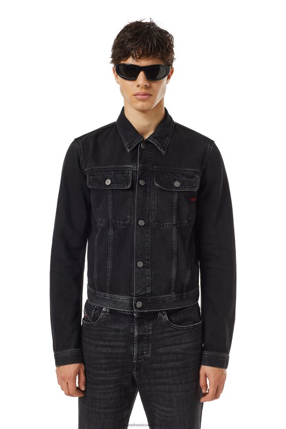 Diesel chamarra de camionero d-milo hombres 4P44F45 vestir negro/gris oscuro