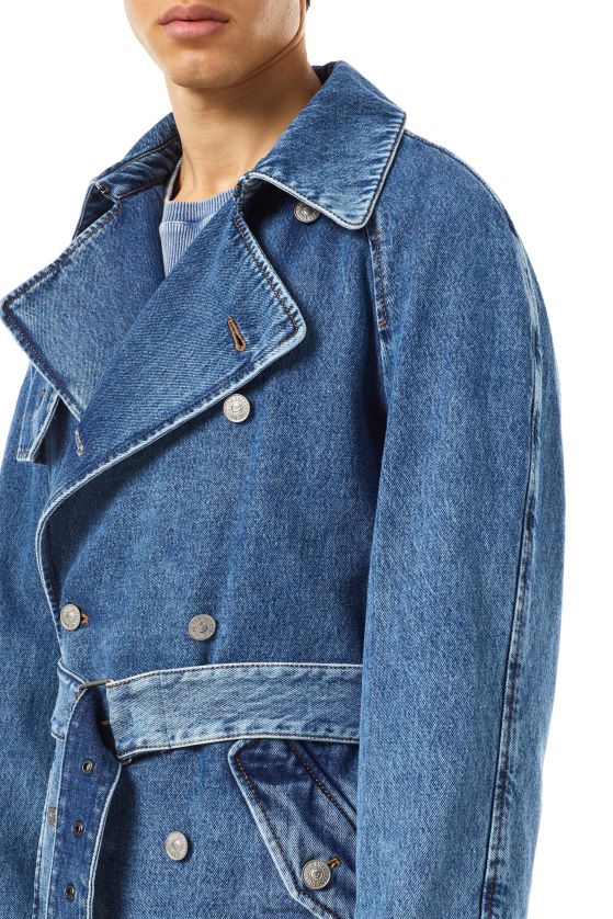 Diesel gabardina con doble botonadura de d-delirious hombres 4P44F31 vestir azul medio