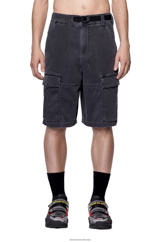 Diesel shorts cargo d-krooley joggjeans hombres 4P44F403 vestir negro/gris oscuro