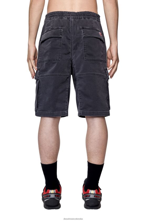 Diesel shorts cargo d-krooley joggjeans hombres 4P44F403 vestir negro/gris oscuro