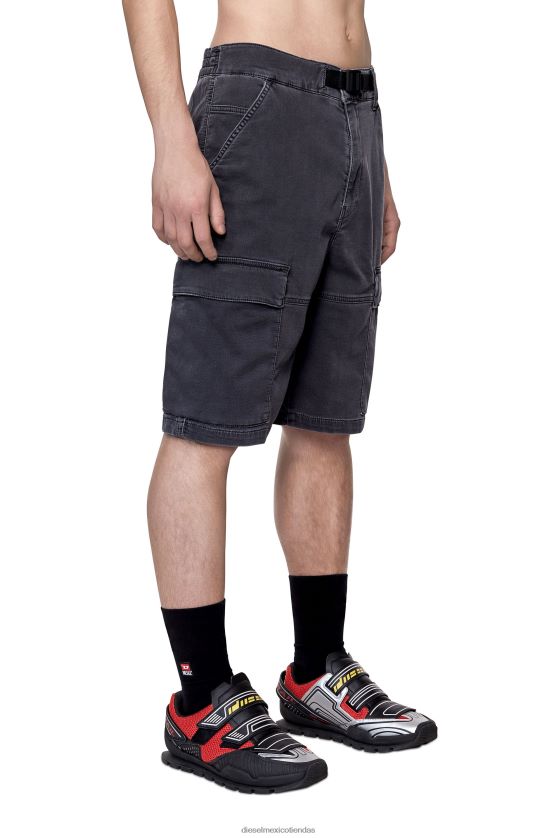 Diesel shorts cargo d-krooley joggjeans hombres 4P44F403 vestir negro/gris oscuro