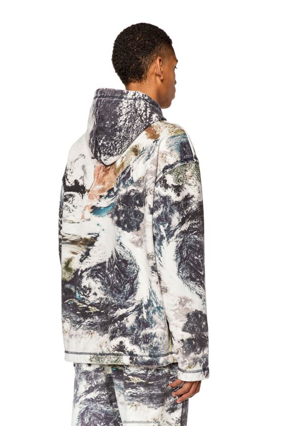 Diesel s-pay-hood-l1 hombres 4P44F135 vestir blanco negro