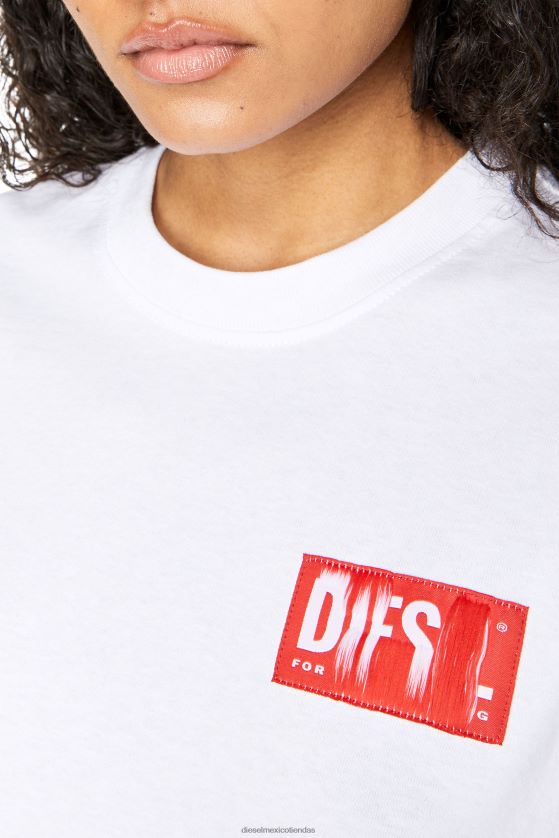 Diesel etiqueta de t-rowy mujer 4P44F922 vestir blanco