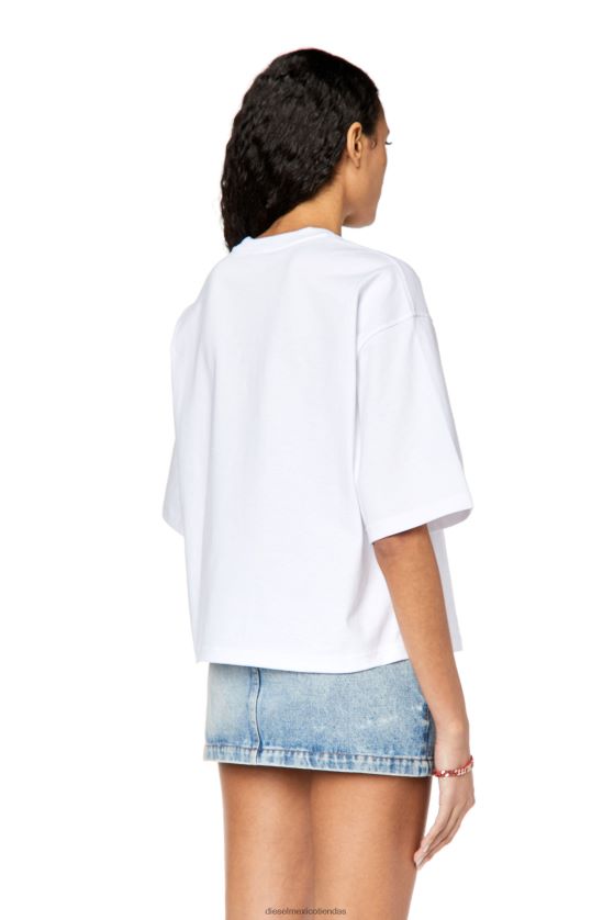 Diesel etiqueta de t-rowy mujer 4P44F922 vestir blanco