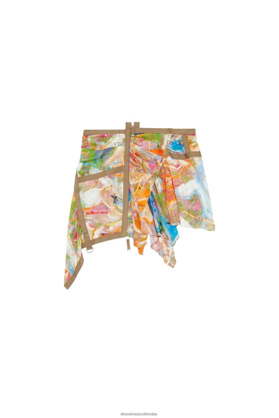 Diesel o-diantha-print mujer 4P44F1033 vestir rojo marrón