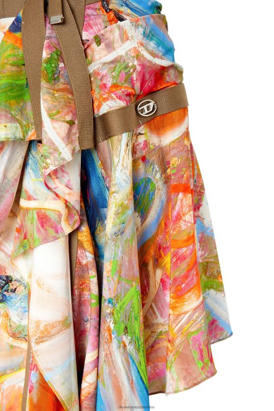 Diesel o-diantha-print mujer 4P44F1033 vestir rojo marrón