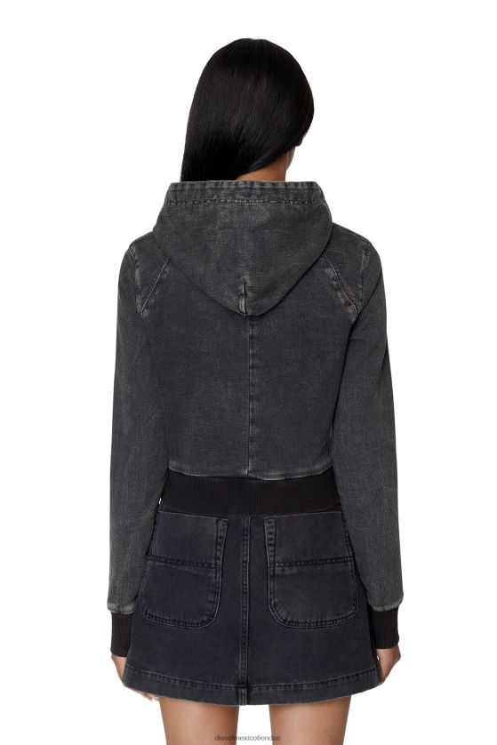 Diesel sudadera con capucha de mezclilla mujer 4P44F898 vestir negro/gris oscuro