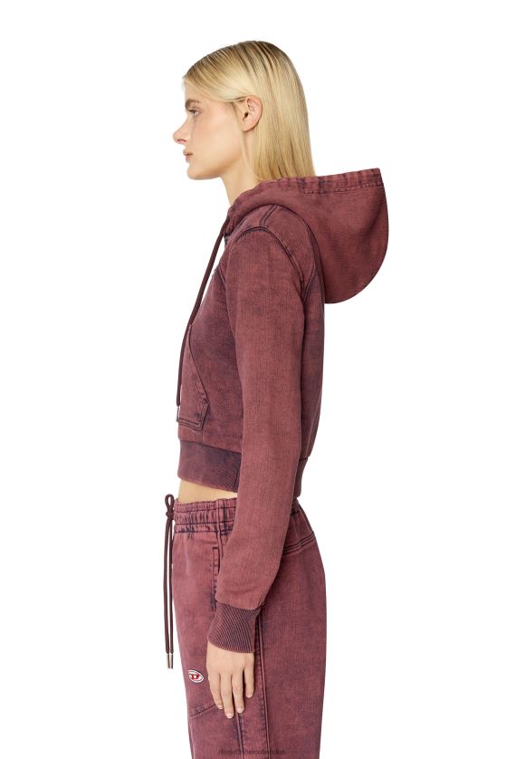 Diesel sudadera con capucha de mezclilla mujer 4P44F902 vestir rojo