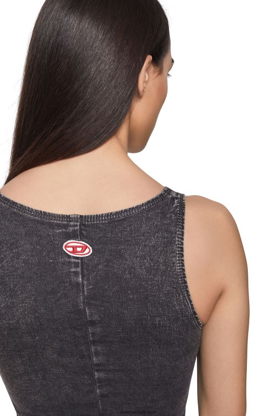 Diesel vestido sin mangas de mezclilla con chándal d-venus mujer 4P44F825 vestir negro/gris oscuro